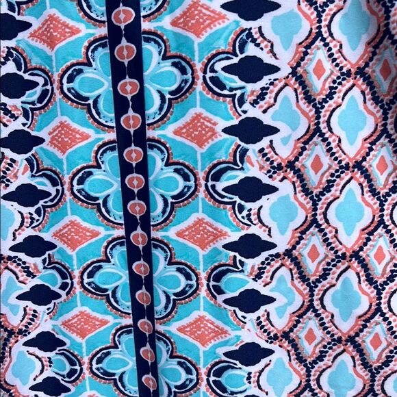 Cabana Life Colorful Geometric Pattern Coral Blue Summer Sun Beach Tie Dress S - Picture 8 of 16